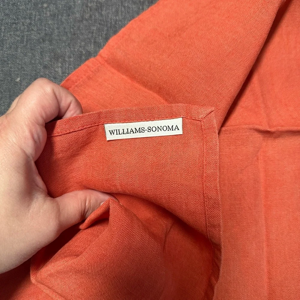 Williams Sonoma Vibrant Orange Linen Napkins